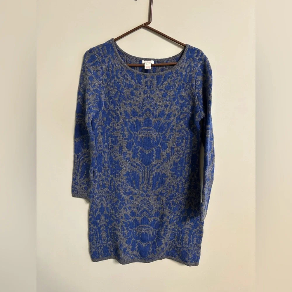Sundance Sweater Dress Lambswool Blend Blue Gray Women’s Size Medium Long Sleeve